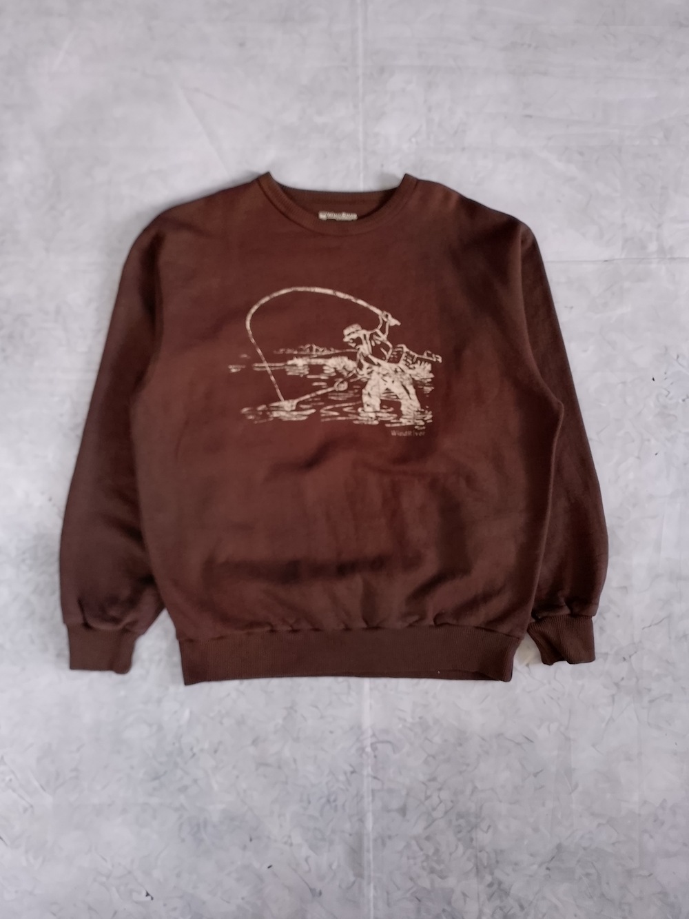 Fisherman Windriver Graphic Brown Crewneck Sweater